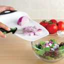 Dexas Chop & Scoop Cutting Board, Small 6.5 by 10.5 inches, White with Black Handle