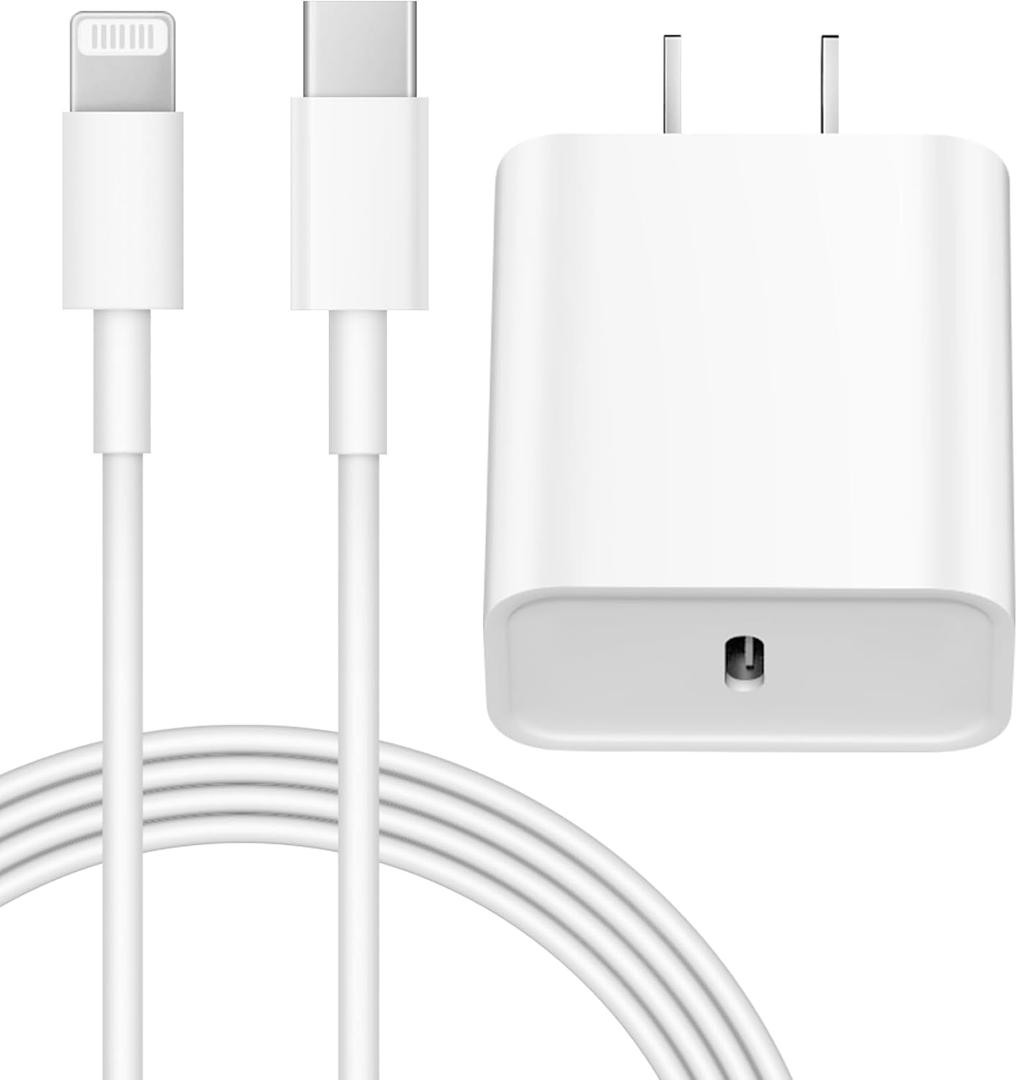 iPhone 14 13 12 Charger Fast Charging 20W PD USB C Wall Charger with 6FT Fast Charging Cable Compatible iPhone 14/13/12/11/Pro/Pro Max/Mini/Xs Max/XR/X, iPad (White)
