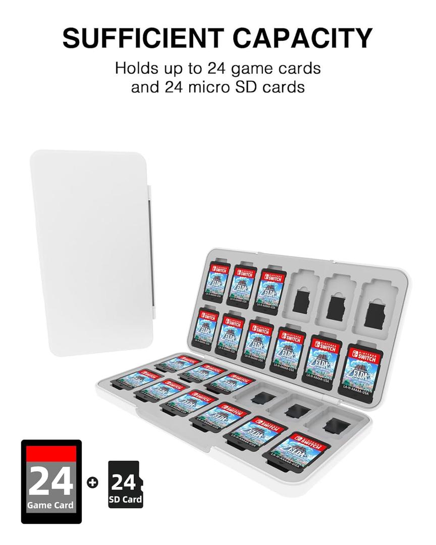 Anyskill Switch Game Card Case Compatible with Nintendo Switch&Switch OLED Game Card or Micro SD Cards,Portable Switch Lite Game Card Storage with 24 Sufficient Capacity Card Slots.