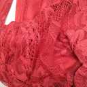 OYOANGLE Women's Floral Lace Slit Back Fishtail Long Dress Square Neck Cocktail Bodycon Dresses (Red, L)