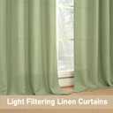 LAMIT Linen Curtains 45 inch Length 2 Panels, Linen Textured Thermal Insulated Bedroom Curtains Grommet Privacy Light Filtering Drapes for Living Room/Farmhouse, W52 x L45, Sage Green