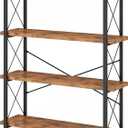 HCHQHS Bookshelf, 4-Tier Industrial Bookcase, Rustic Open Book Shelf, Freestanding Tall Bookshelves with Metal Frame