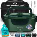 Electric Lunch Box For Adults, 80W Heated Lunch Box for Men 1.5L Stainless Steel, Portable Food Warmer for Car Truck Work, 12/24/110V, Loncheras Para Hombres De Trabajo, Heatable Lunchbox (Dark Green)