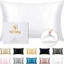 SilkSilky 100% Mulberry Silk Pillowcase - Pure 22 Momme High-Grade 6A Fibers for Hair & Skin, Envelope Closure, Natural, Organic, Breathable & Cooling Pillow Case (Standard, White)