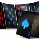 INTEGEAR 2 Decks Plastic Playing Cards, Premium Plastic Waterproof Black Playing Poker Cards Professional Luxury Deck of Cards for Adults