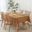 maxmill Textured Rectangle Harvest Tablecloth Water Resistant Wrinkle Free Spill-Proof Soft Table Cloth for Fall Harvest Thanksgiving Parties Dinner Decoration Table Cover, 60 x 84 Inch Amber Bronze