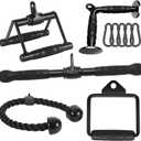 Cable Attachments for Home Gym, Made of Heavy Duty Solid Steel, LAT Pulldown Attachment, Weight Machine Accessories, Straight Pull Down Bar, Tricep Rope, Exercise & Double D Handle