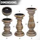 Candle Holder for Pillar Candle Set of 3, Farmhouse Wood Candle Holder, Rustic Wooden Candle Stand, Vintage Small Wooden Candlestick HoldersDecorative for Living Room, Table Centerpiece (Rusticbrown)