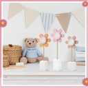 Chunful 3 Pcs Daisy Nursery Shelf Decor Boho Daisy Table Centerpieces Wooden Flower Nursery Decor Bohemian Style Standing Tabletop Decoration for Home Bedroom Bookshelf Party Gift(Pink)