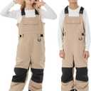 GSOU SNOW Kids Snow Bibs Boys Girls Ski Bib Snowboard Pants Insulated Waterproof Winter Overalls(3-16Years) (Large, Caramel)