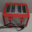 Bella 4 Slice Toaster with Auto Shut Off, Extra Wide Slots & Removable Crumb Tray and Cancel, Defrost & Reheat Function, Toast Bread & Bagel, Red