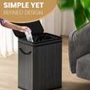 80 Liter/21 Gallon Large Trash Can with Lid, Garbage Bin Wastebasket made of bamboo, Outdoor Garbage Can/Waste/ Basket Bin for Home, Office, Bathroom, Kitchen 24" HX15.8 WX11.8 D (Advanced Black)