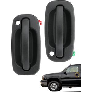 Metal Lever Door Handles (2 PCS), Compatible with 1999-2007 Chevy Silverado Suburban Tahoe Avalanche GMC Sierra Yukon Cadillac Escalade, Outside Front Left Driver & Right Passenger, 15034985,15034986