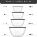 JoyJolt Kitchen Mixing Bowls - 8pc Glass with Lids Set – Neat Nesting Large Bowl Batter Cooking Storage and Big Salad BPA-Free Gray