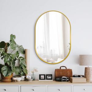 Bathroom Mirror for Wall, 30''x20'', Gold Oval Mirror for Bedroom Entryway Bathroom, Metal Framed Vanity Mirror(30''x20'',Gold) (30"L x 20"W, Oval Gold)