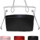 Luxury Silk Purse Organizer for NEVERFULL MM - Silky Smooth Handbag Insert with Hidden Zipper, Lightweight and Supportive Tote Shaper for Elegant Storage(Black)