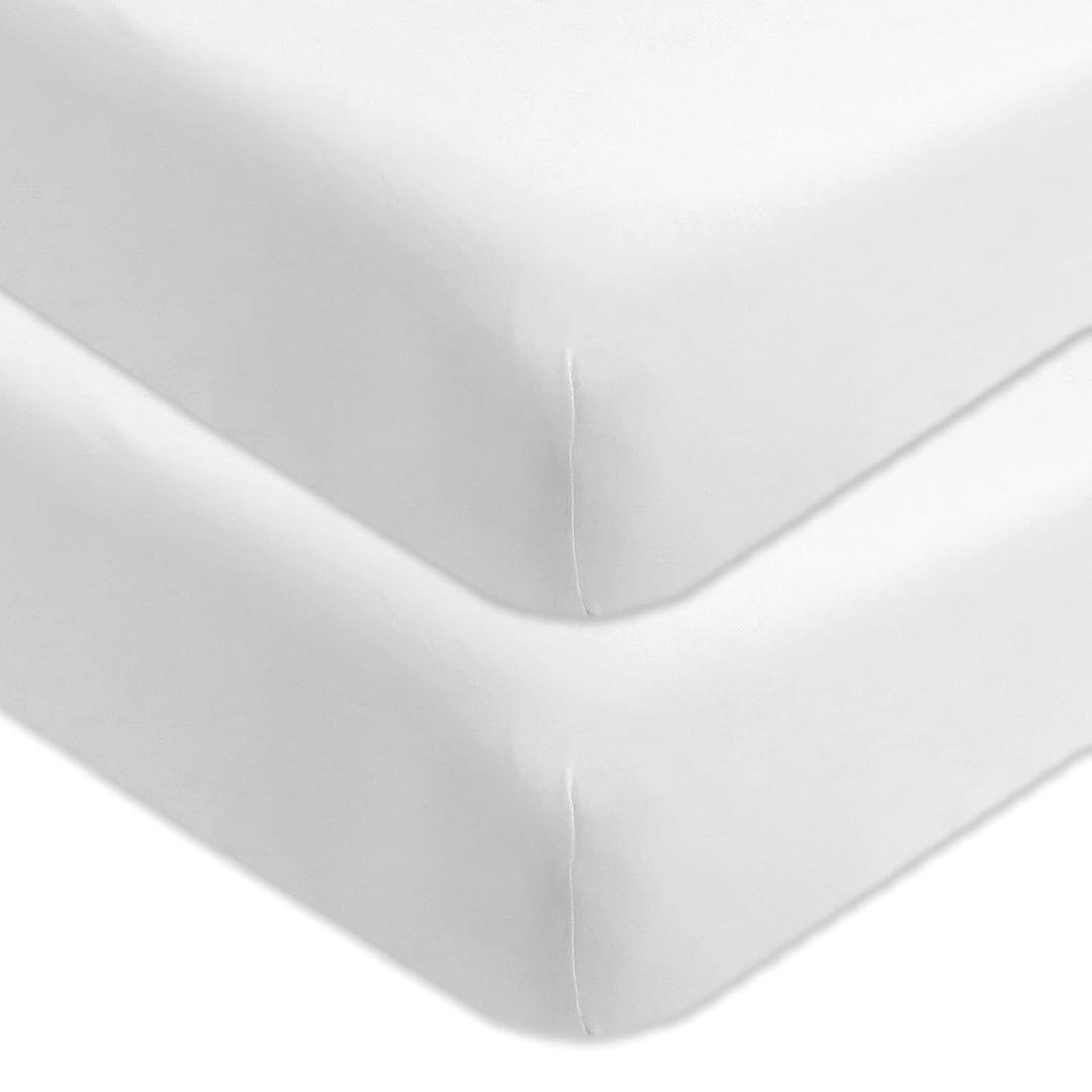 HonestBaby unisex-baby Fitted Crib Sheets Set Standard Mattress, 100% Organic Cotton Baby Boys, Girls, Neutral, 1 Pack - Love Dot, One Size (2 Pack - Bright White)