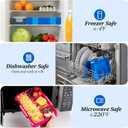 2 x QCQHDU Bento lunch Box for Kids-4 Compartment1300ml Heated Lunch Containers for AdultsSchool,Work,Picnics with Sauce Vontainers,Microwave & Dishwasher & Freezer Safe,BPA-Free(Blue)