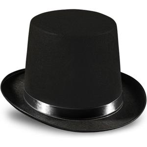 Dress Up America Black Top Hat for Adults  Formal Tuxedo Hat with Trim  Magician Butler Gentleman Costume Accessory
