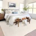 GlowSol Washable Rugs 8x10 Solid Textured Living Room Rugs, Large Modern Accent Carpet Stain-Resistant Contemporary Distressed Carpet, Soft Low Pile Carpet for Bedroom, Farmhouse, Office, Beige