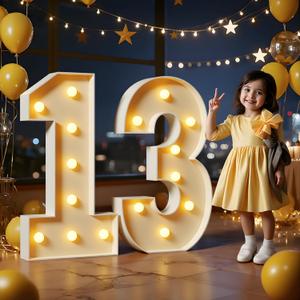 Imprsv Marquee Numbers 3 Feet Tall: 13th Birthday Decorations Large Light Up Numbers Anniversary Party Decorations Big Backdrop Foam Cardboard Number 13