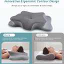 CHxxy Cervical Neck Pillow for Pain Relief Sleeping, Memory Foam Pillows, Ergonomic Side Sleeper Pillows, Cooling Orthopedic Neck Support Pillow for Back Stomach Sleepers-Queen Size Grey&Grey