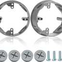 Juexica 2 Pcs 1/2-inch 4 Hole 4 Inch Round Sealproof Electrical Boxes Extenders Round Weatherproof Extension Junction Box Extender Ring 16. 5 Cu. in. Capacity(Gray)