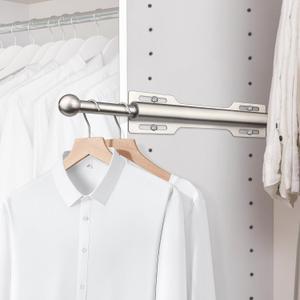 FIRJOY 12" Valet Rod for Closet Pull Out (1 Pack, Brushed Nickel)