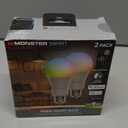 Monster Multi-Color and Warm-White LED Light Bulb, 16,000,000 Lighting Possibilities, Customizable with App, Compatible with Alexa/Siri/Google Assistant, Wi-Fi Enabled, 2-Pack, 9 Watt