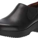 Shoes for Crews Clogs for Women, Slip Resistant, Water Resistant Slip-On Work Shoes for Food Service Chefs Kitchen Nurses Garden, Black, Leather (9, Black Kelsey)