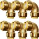 HQMPC Pex Fititng 3/4" Pex Elbow PushFit Elbow 90-Degree -PEX Fitting 3/4" 90 Degree ElbowPush-to-Connect Plumbing Fitting for Copper, PEX, CPVC (6pcs 3/4") (0.75 Inch)
