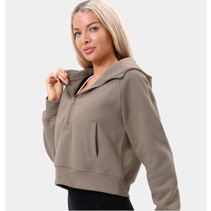 Double Couple Womens Half Zip Up Hoodies Long Sleeve Cropped Pullover Sweatshirts Comfy Fall Outfits Winter Fashion Clothes (Medium)