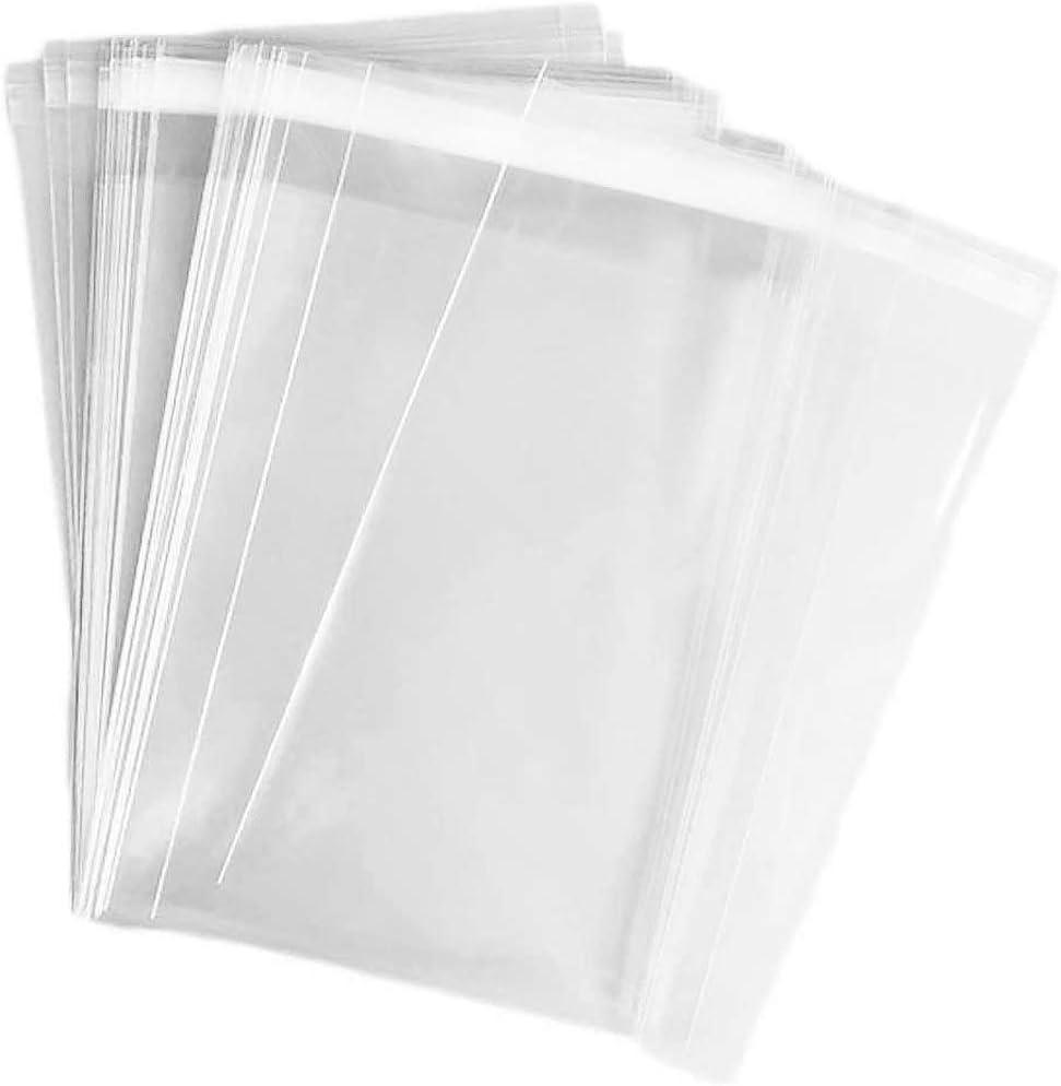 Nobranded 100 pcs Clear 8" x 12" Self Seal Cello Cellophane Bags Resealable Poly Bags 2.8 mils OPP Bag for Packaging Clothing, T Shirts, Party Decorative Gift