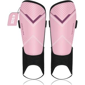 COTLIKE Soccer Shin Guards for Kids Youth Adults Toddler, Shin Defender Shin Guards with Ankle Protection Football Gear for 3 5 4-6 7-9 10-12 Years Old Boys Girls Espinilleras de Futol para Hombres (X-Small, Pink)