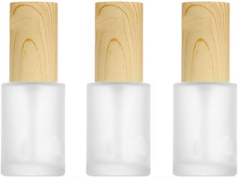3PCS 30ml 1oz Matte Glass Lotion Pump Bottles Cream Lotion Dispensers Container Jar Toiletries Travel Bottle with Plastic Lid for Shampoo Cream Liquid Essential Oils