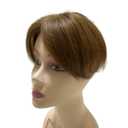 Real Human Hair Topper Light Thin Clip in Hair Bangs for Women and Men 6 inches Middle Part Straight Hairpieces (Light Brown)