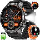  Smart Watches for Men, Smart Watch with 100 Days Battery/Flashlight/Heart Rate/Sleep/SpO2 Monitor/Calling/110+ Sports Mode, 5 ATM Rugged Men's Fitness Tracker Watch for Android iPhone(Black)