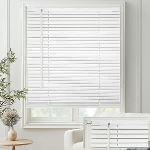 No-Drill Cordless Horizontal Mini Blinds – 35" W x 64" H Tool-Free Inside Mount Window Blinds with 1" Vinyl Slats, Light Filtering & Privacy, Child & Pet Safe, White