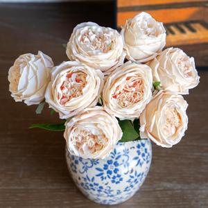 DUYONE Fake Flowers for Decoration Home Decor Artificial Flowers Austin Rose Peony Latex Fake Flower Living Room Decoration Vivid Pink Roses Peonies (Champagne 4pcs)