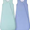 HAPIU Unisex Rayon Made from Bamboo Baby Sleep Sack TOG 1.0, 2-Way Zipper YKK, Wearable Blanket Baby (18-36 months, Sage & Moonlight Blue)
