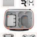 Carrying Case for DJI Neo Fly More Combo Accessories, Portable PU Leather Storage Travel Case for DJI Neo, Compatible with RC-N3 Remote Controller, Three-Battery, Charging Hub