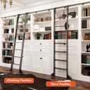 DIYHD 96" Lightweight Rolling Library Ladder with 4FT Sliding Rail, Black | 8-Step rolling ladder, Upright space-saving storage, Telescopic top hook, Locking bottom rollers, 300 lbs capacity