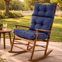 Rocking Chair Cushion, Waterproof and Fade-Resistant Adirondack Rocker Cushions, Indoor/Outdoor Rocking Chair Pads, High Back Memory Foam Patio Furniture Cushions with Ties, Back Cushion:23"Lx22"W, Seat Cushoin:22"Lx22"W, Navy Blue