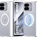 for Google Pixel 10 Pro Fold Case Magnetic [Hinge Protection] [HD Screen Protector] [Translucent Matte] Slim Skin-Friendly&Smooth Shockproof Phone Case for Pixel 10 Pro Fold (Crystal White)