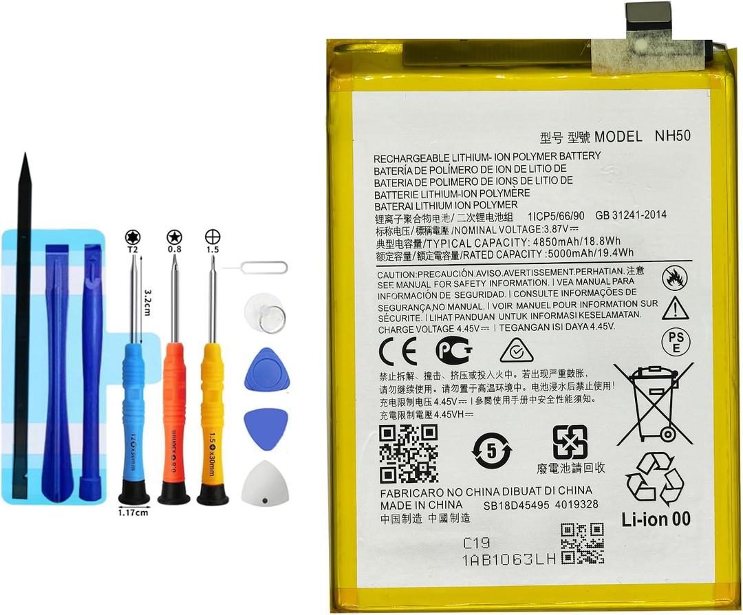 NH50 Replacement Battery for Moto G22, Moto E13 XT2345,Moto G 5G 2023,Rechargeable 0 Cycle Battery Compatible with Moto G22, Moto E13 XT2345,Moto G 5G 2023 E32S G13 with Repair Tool Kits
