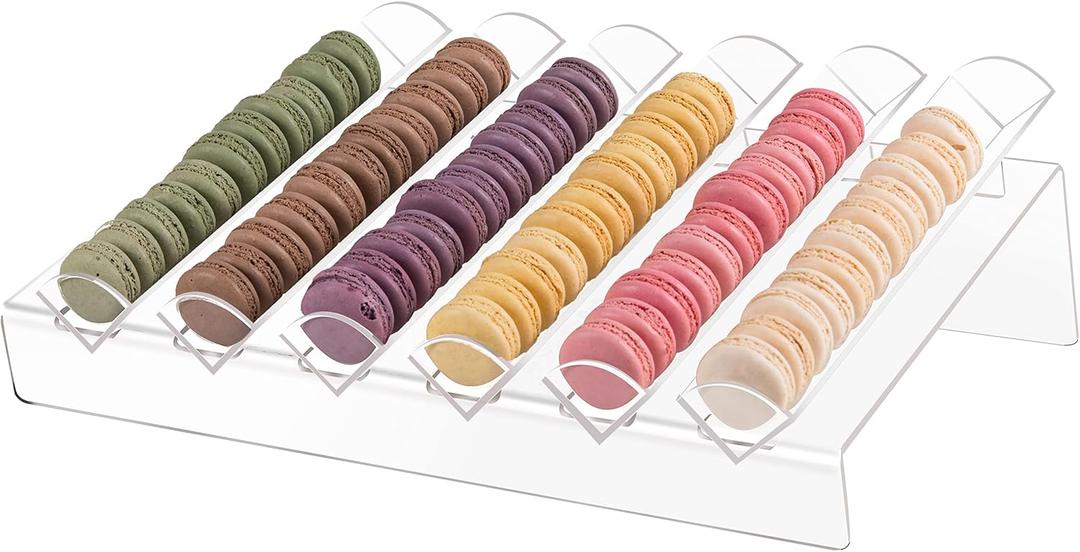 Acrylic Macaron Display Tray, Macaron Stand Cookie Display Stand with 6 Slots