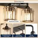 Keonjinn 3-Light Bathroom Light Fixtures, Crystal Black Bathroom Vanity Lights Over Mirror, Vanity Lighting Fixtures with Crystal Square Shades for Mirror, Modern Decor (E26 Base, Exclude Bulb)