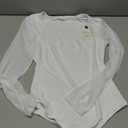 PINKMSTYLE Long Sleeve Mesh Bodysuit for Women Square Neck Going Out Tops Date Night Outfit White Small