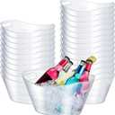 Norme 24 Pcs Oval Storage Tub with Handles 4.5L Plastic Ice Bucket, Wine, Beer, Champagne Drink Cooler for Parties, Beverage Storage Basket(Clear)