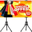 WHAUU Sign Stand,Double-Sided Advertising Display Tripod Sign Holder, Adjustable Pedestal Banner Stand Height Up to 79 in,Poster Stands for Wedding, Restaurant or Business(Poster not Included)
